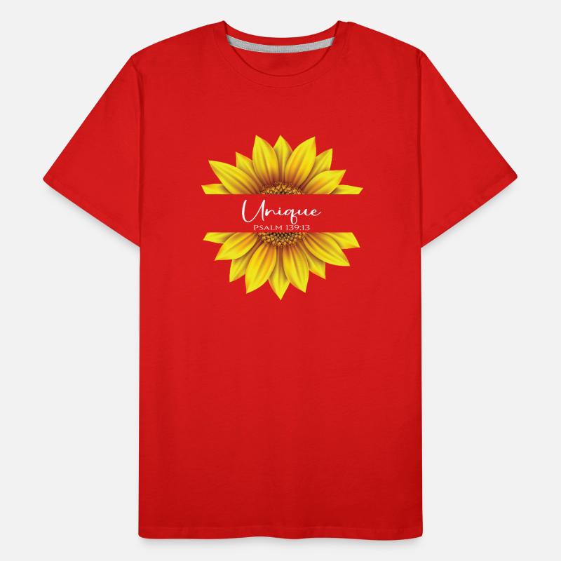 Christliches Sonnenblumendesign Ich bin einzigartig Psalm 139: Männer Premium Bio T-Shirt