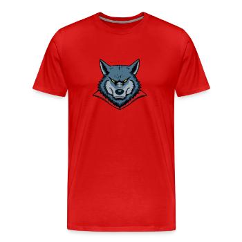 Acko der schlaue Wolf - Männer Premium Bio T-Shirt - Rot - Vorne - Damien (186cm)