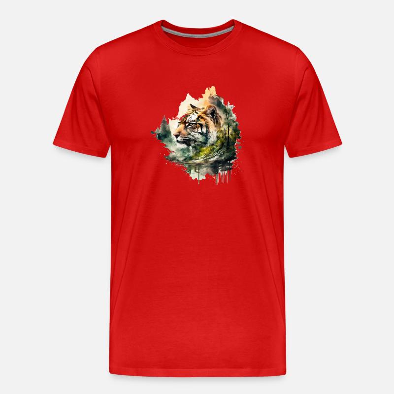 Der Tiger - Männer Premium Bio T-Shirt - Rot