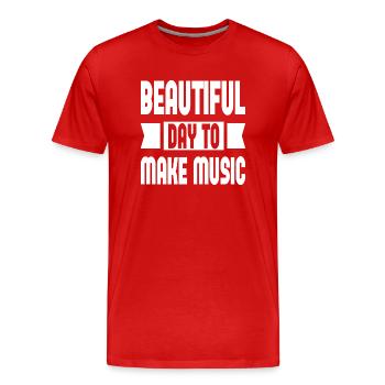 Belle journée pour faire de la musique - T-shirt bio Premium Homme - rouge - Devant - Damien (186cm)