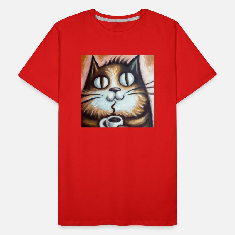 Cat enjoys coffee Men's Premium Organic T-Shirt