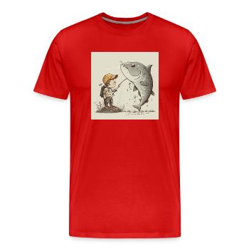 Kleiner Junge angelt Geschenk - Männer Premium Bio T-Shirt - Rot - Vorne - Damien (186cm)