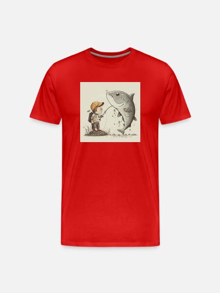 Little boy catches gift - Men's Premium Organic T-Shirt - red