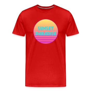 Sunset Paradise - 80er Jahre Vintage Retro Logo - Männer Premium Bio T-Shirt - Rot - Vorne - Damien (186cm)