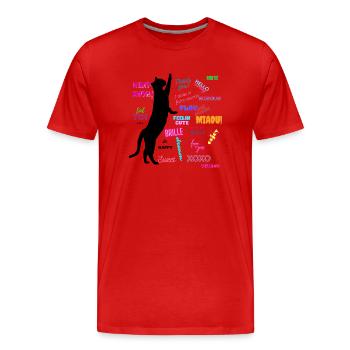 Chat mots - T-shirt bio Premium Homme - rouge - Devant - Damien (186cm)