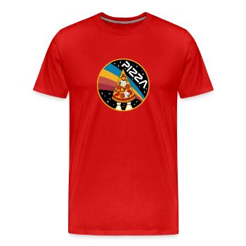 Pizza Spaceship - Männer Premium Bio T-Shirt - Rot - Vorne - Damien (186cm)