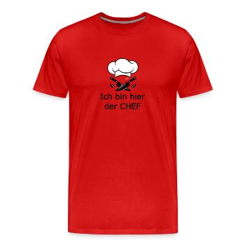 Ich bin hier der CHEF - Männer Premium Bio T-Shirt - Rot - Vorne - Damien (186cm)