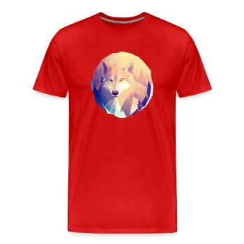 Wolf Polygon - Men's Premium Organic T-Shirt - red - Front - Damien (186cm)