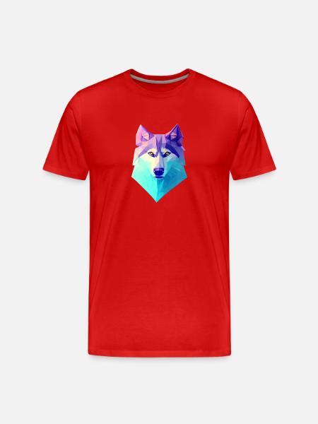 Husky Hund Polygon - Männer Premium Bio T-Shirt - Rot