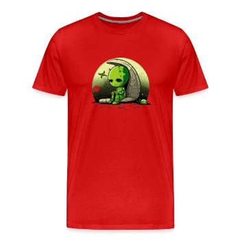 Triste extraterrestre - T-shirt bio Premium Homme - rouge - Devant - Damien (186cm)