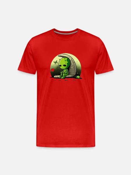 Sad alien - Men's Premium Organic T-Shirt - red