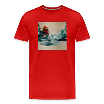 Snowy Chinese landscape - Men's Premium Organic T-Shirt - red - Front - Damien (186cm)
