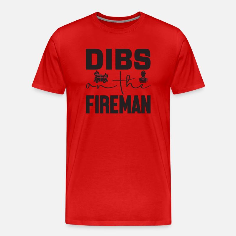 Dibs on the Fireman - Männer Premium Bio T-Shirt - Rot