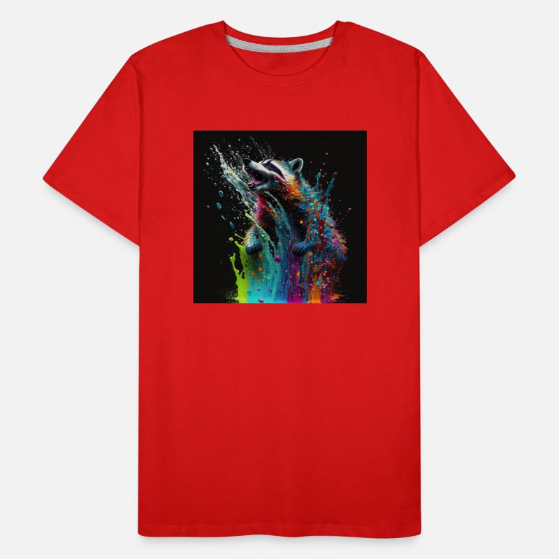 Farbiger Waschbär, einzigartiges Design Männer Premium Bio T-Shirt