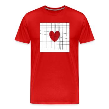 Herz hinter Gittern - Männer Premium Bio T-Shirt - Rot - Vorne - Damien (186cm)