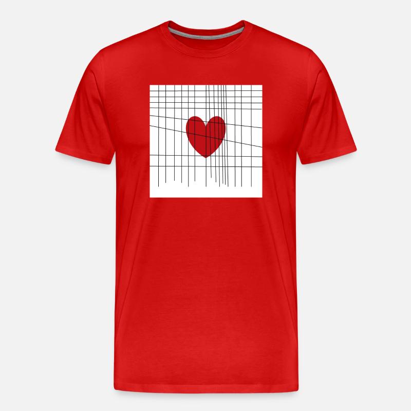 Herz hinter Gittern - Männer Premium Bio T-Shirt - Rot