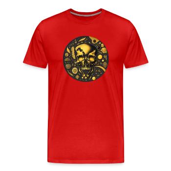 Ronde d’art du crâne - T-shirt bio Premium Homme - rouge - Devant - Damien (186cm)
