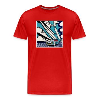 Cadillac Cadeau de style BD - T-shirt bio Premium Homme - rouge - Devant - Damien (186cm)
