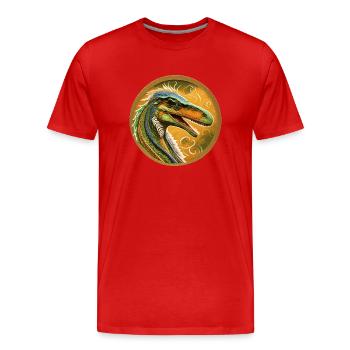 Dinosaurier - Männer Premium Bio T-Shirt - Rot - Vorne - Damien (186cm)