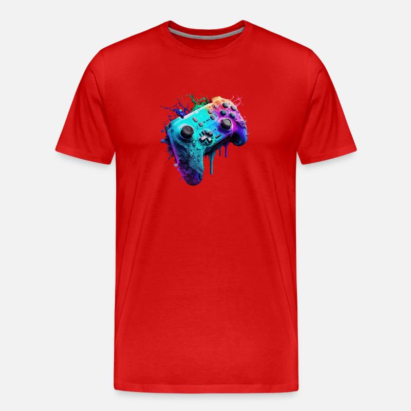 Neon Gaming Controller / Kontroller - Männer Premium Bio T-Shirt - Rot
