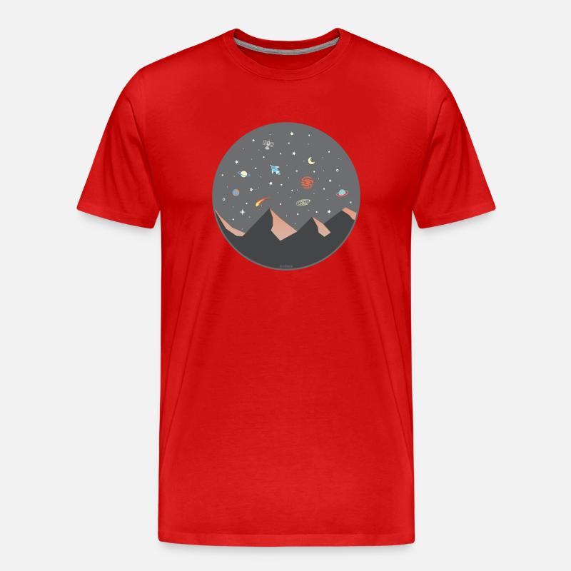 🪐 Sternenhimmel mit Planeten - Männer Premium Bio T-Shirt - Rot