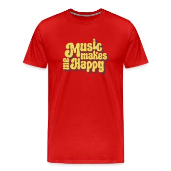Music makes me happy - Men's Premium Organic T-Shirt - red - Front - Damien (186cm)