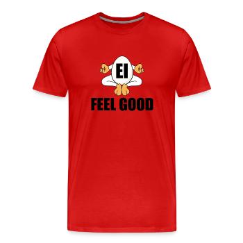 EI FEEL GOOD - YOGA - PILATES - OSTEREI - FUN - Männer Premium Bio T-Shirt - Rot - Vorne - Damien (186cm)