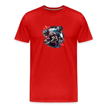 American Football - Spieler - Logo - Touchdown - Männer Premium Bio T-Shirt - Rot - Vorne - Damien (186cm)