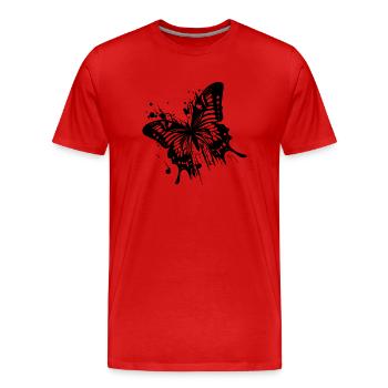 Eleganter Vintage Tinte Schmetterling - Männer Premium Bio T-Shirt - Rot - Vorne - Damien (186cm)