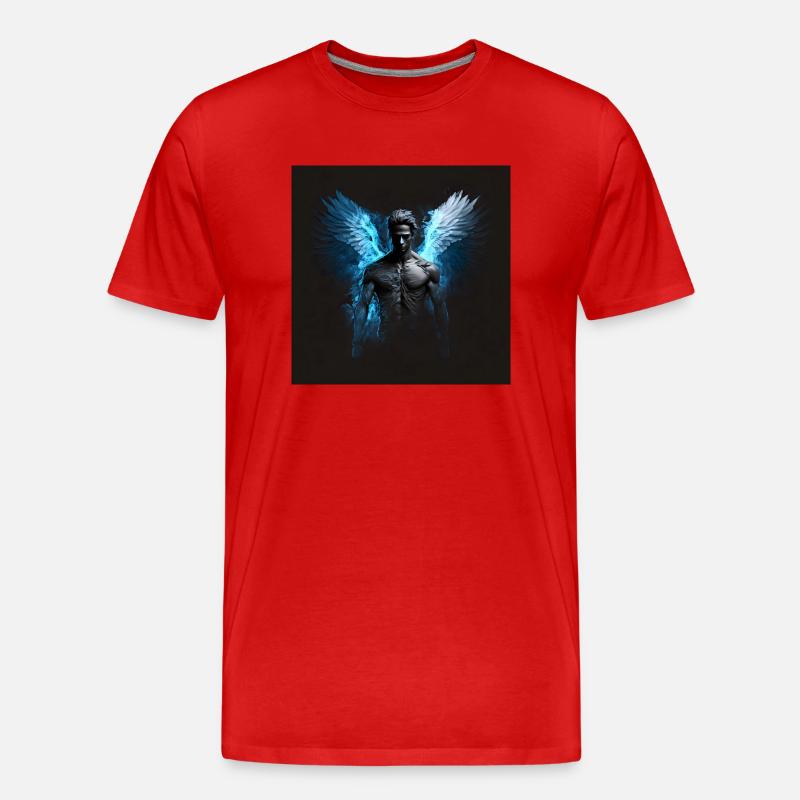Blauer Mann Engel - Männer Premium Bio T-Shirt - Rot