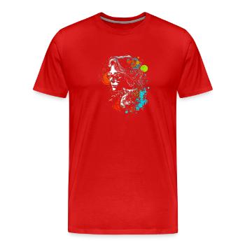 Catlady chat femme dans un style rétro cool - T-shirt bio Premium Homme - rouge - Devant - Damien (186cm)