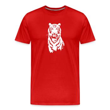 L’œil du tigre - T-shirt bio Premium Homme - rouge - Devant - Damien (186cm)