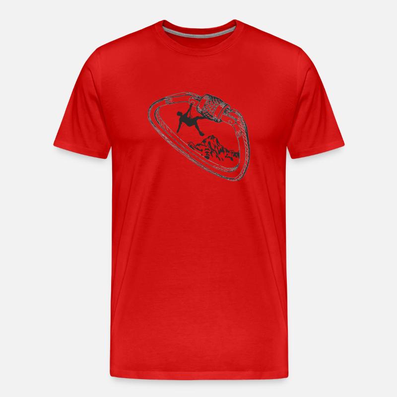 Kletterer in Karabiner - Männer Premium Bio T-Shirt - Rot