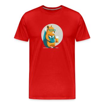 Funny squirrel with beer, and glasses - Men's Premium Organic T-Shirt - red - Front - Damien (186cm)
