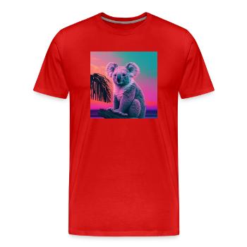 KOALA VAPORWAVE, art moderne, couleurs néon - T-shirt bio Premium Homme - rouge - Devant - Damien (186cm)