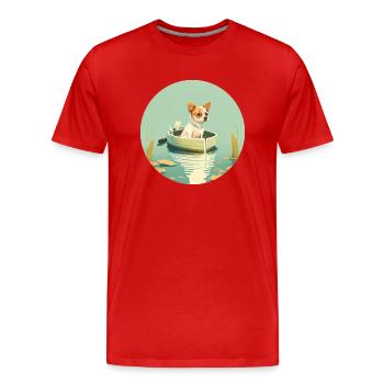 Chien dans un lac - T-shirt bio Premium Homme - rouge - Devant - Damien (186cm)