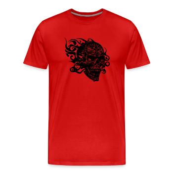 Crâne de tatouage de tatouage souriant vintage - T-shirt bio Premium Homme - rouge - Devant - Damien (186cm)