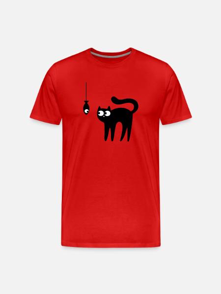 Cat and fish - Men's Premium Organic T-Shirt - red