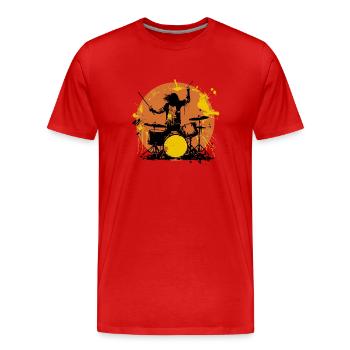 Drummer crazy yellow - Männer Premium Bio T-Shirt - Rot - Vorne - Damien (186cm)