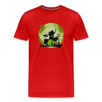 Drummer crazy green - Männer Premium Bio T-Shirt - Rot - Vorne - Damien (186cm)