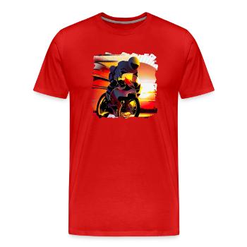 Motorcycle racing is an exciting motorsport - Men's Premium Organic T-Shirt - red - Front - Damien (186cm)
