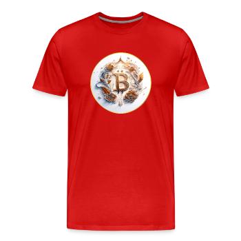 Bitcoin Six par Patrick Hager - T-shirt bio Premium Homme - rouge - Devant - Damien (186cm)