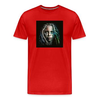 Face woman dreadlocks n°5 - Men's Premium Organic T-Shirt - red - Front - Damien (186cm)
