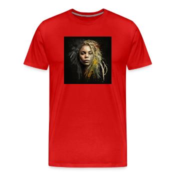 Face woman dreadlocks n°14 - Men's Premium Organic T-Shirt - red - Front - Damien (186cm)
