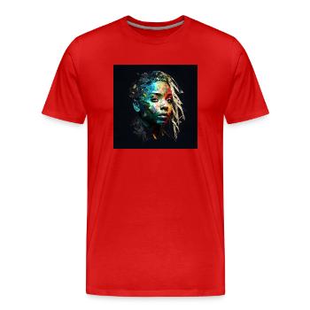 Face woman dreadlocks n°17 - Men's Premium Organic T-Shirt - red - Front - Damien (186cm)