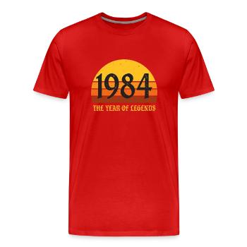 1984 Rétro de l’année de naissance - T-shirt bio Premium Homme - rouge - Devant - Damien (186cm)