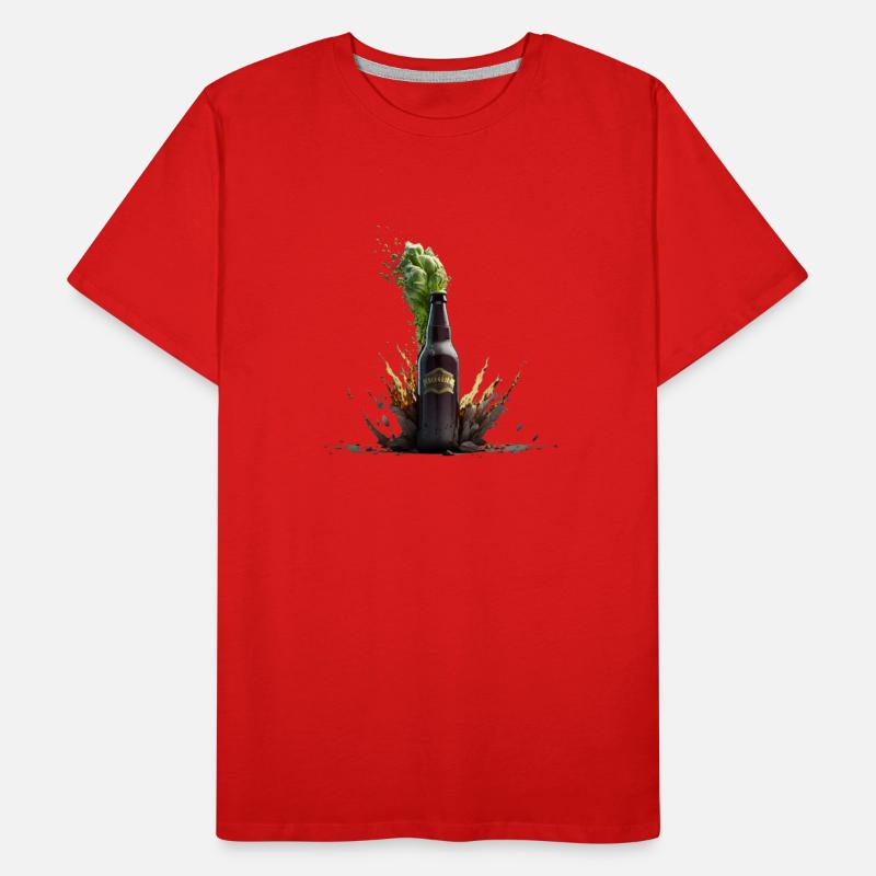 Explosion du houblon dans la bouteille de bière artisanale T-shirt bio Premium Homme