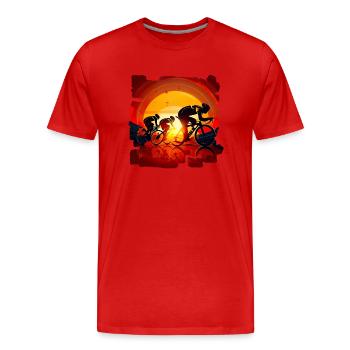Radrennen fahren ist für viele eine Leidenschaft - Männer Premium Bio T-Shirt - Rot - Vorne - Damien (186cm)