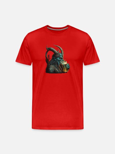 Cool demon with beer - Men's Premium Organic T-Shirt - red