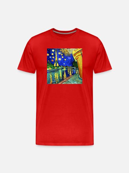 Paris Eiffel Tower van gogh - Men's Premium Organic T-Shirt - red